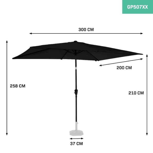 VONROC Premium Stangparasol Rapallo 200x300cm