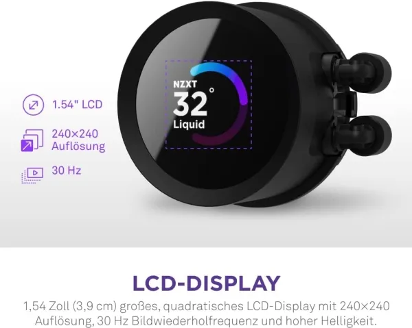 NZXT Kraken 360 - Processors flydende kølesystem - med LCD-display - (for: LGA115x Socket, LGA1200, LGA1700, AM4, AM5, sTRX4, TR4) - kobber - 120 mm - mat sort