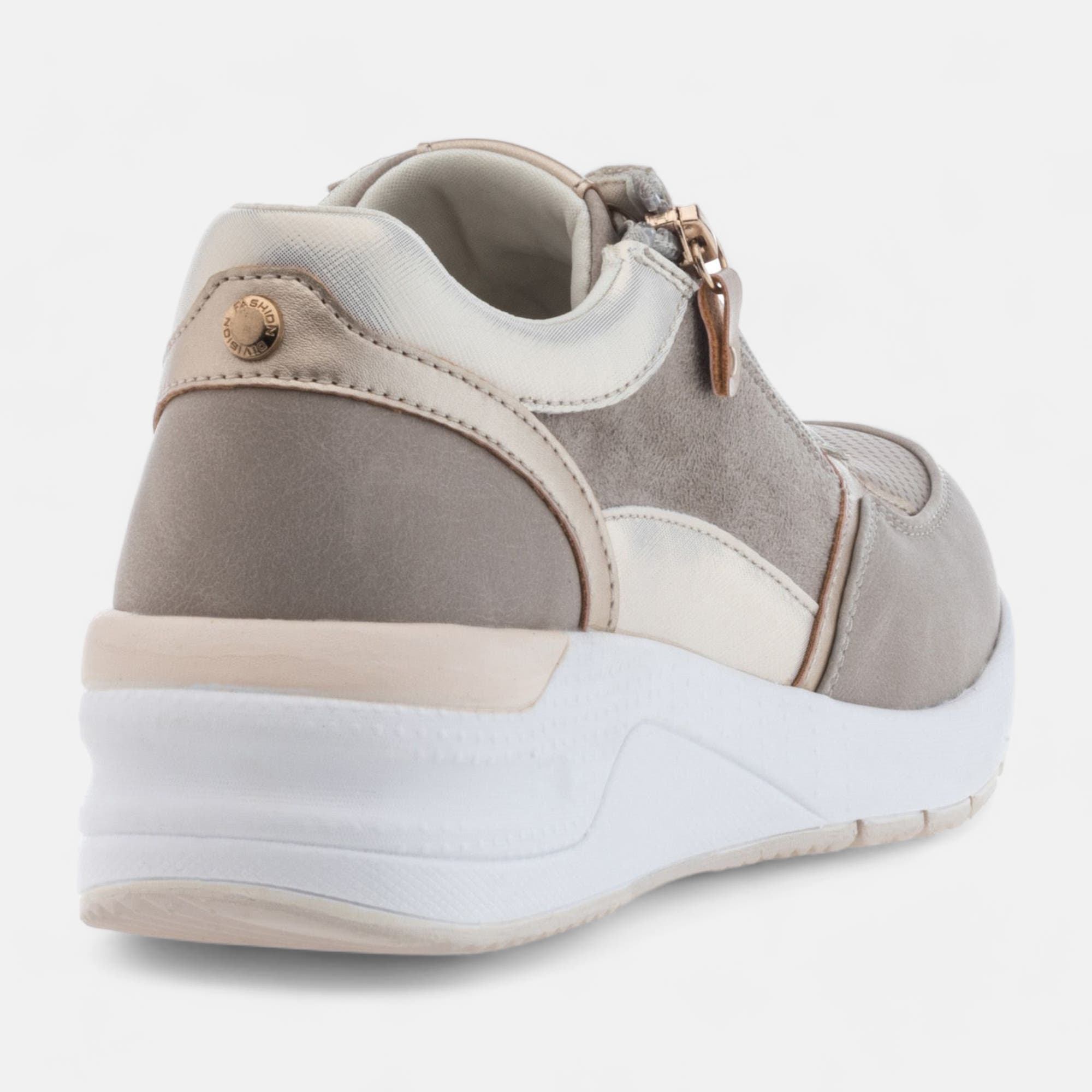 Baskets basses à talon compensé Femme beige