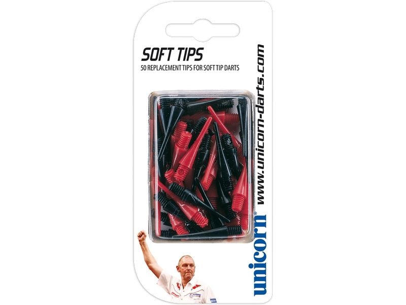 Unicorn Dartersatzspitzen rot/schwarz, 2.2 cm, 0.2g, 50 Stk Dartspitzen (Softdart)