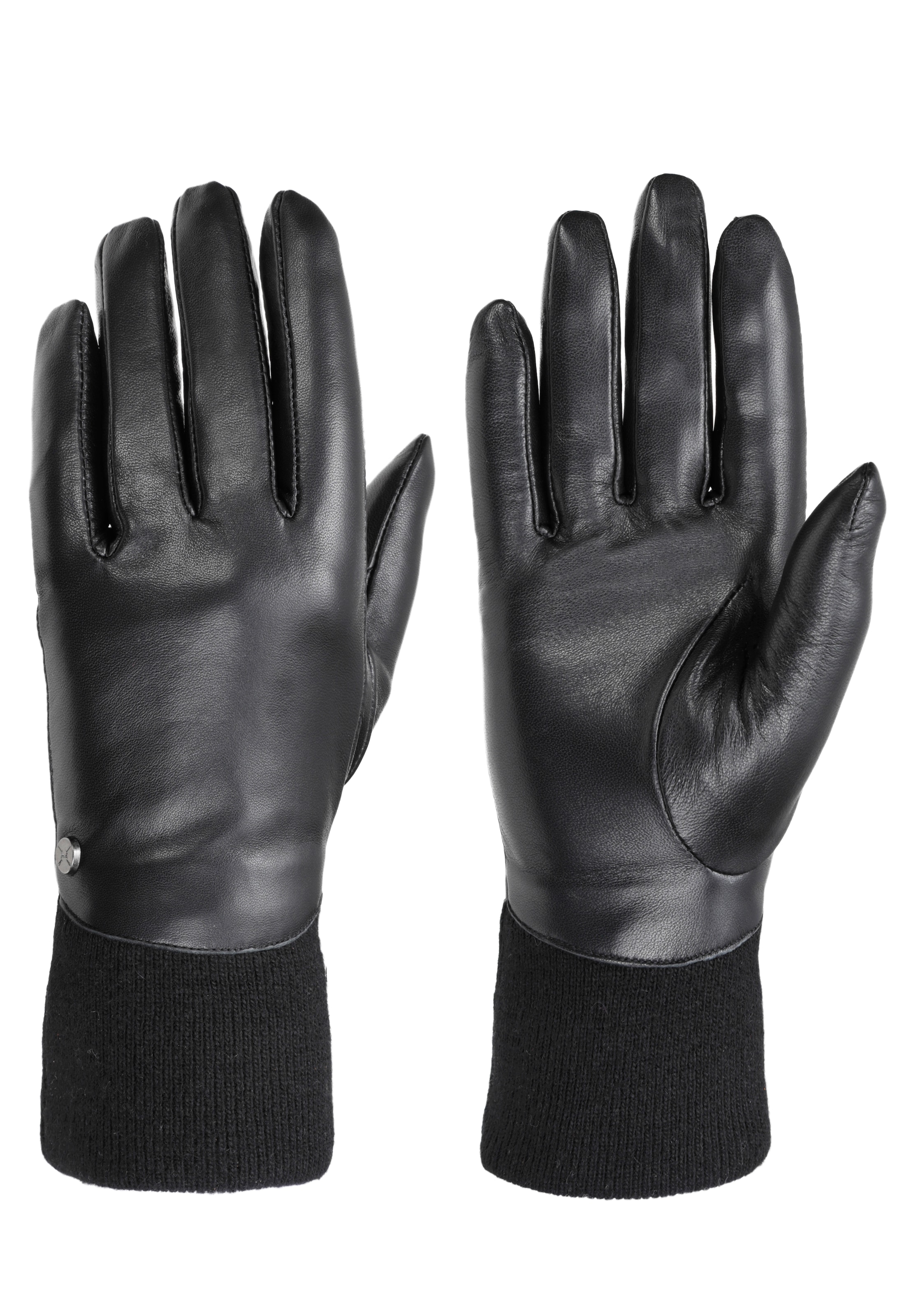 PEARLWOOD Lederhandschuhe »LUNA«, weiches Fleecefutter, Strickbündchen