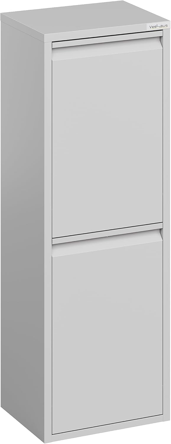 Küche Mülleimer Für Den Vielseitigen Einsatz Mit Klappen Aus Edelstahl Stilvoller Abfalleimer Für Eine Effiziente Und Praktische Aufbewahrung ‎Grau (2 x 15 LT - 30 LT)
