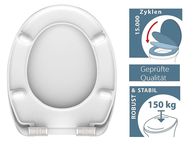 WC zitting duroplast, met soft-close-mechanisme