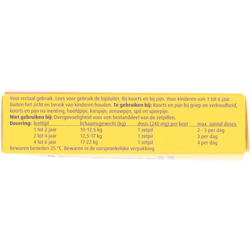 Sinaspril Paracetamol 240mg zetpil voor 1-6 jaar