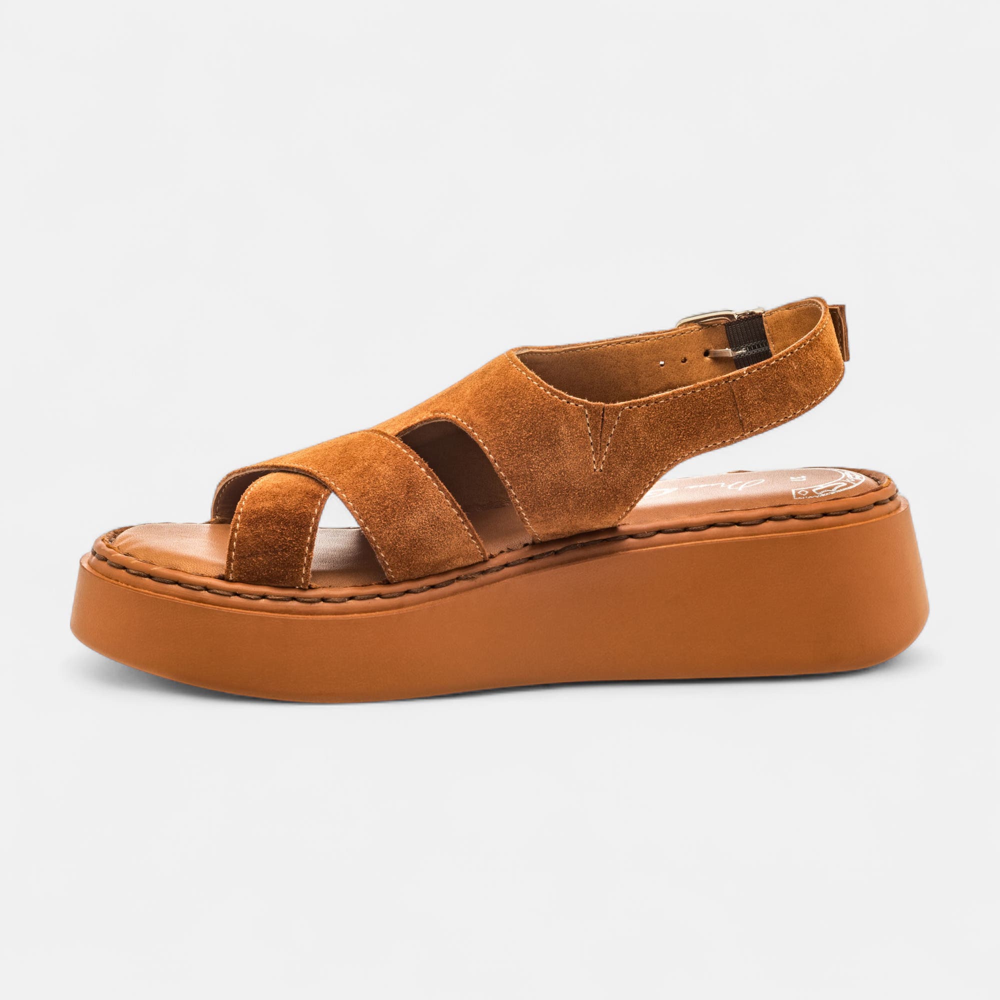 Sandales Femme en cuir cognac