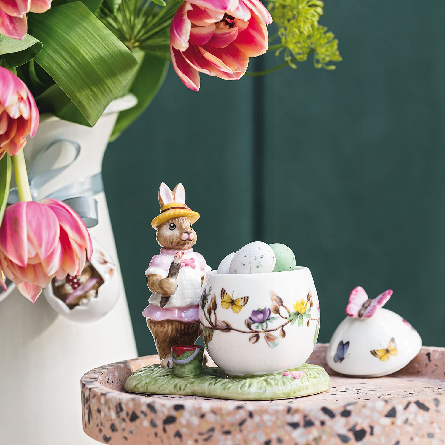 Bunny Tales Round jar Pink, 4.4'' x 2.6'', porcelain