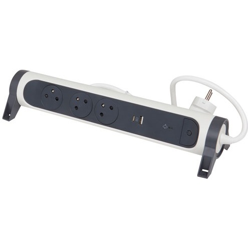 Rallonge multiprise rotative avec parafoudre - ports USB - 3 prises - 2P+T
