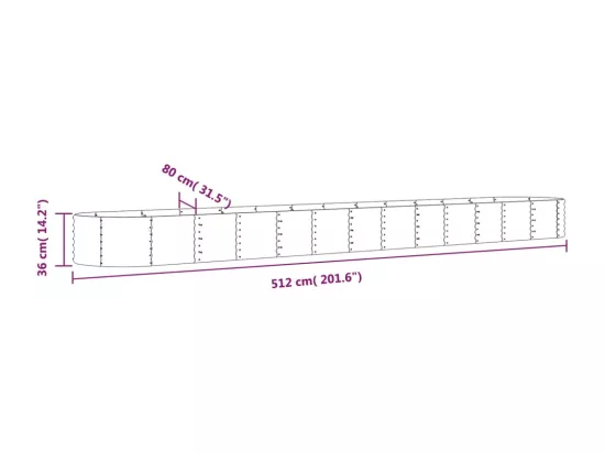 Jardinière bac lit surélevé grise 512 x 80 x 36 cm 02_0039668