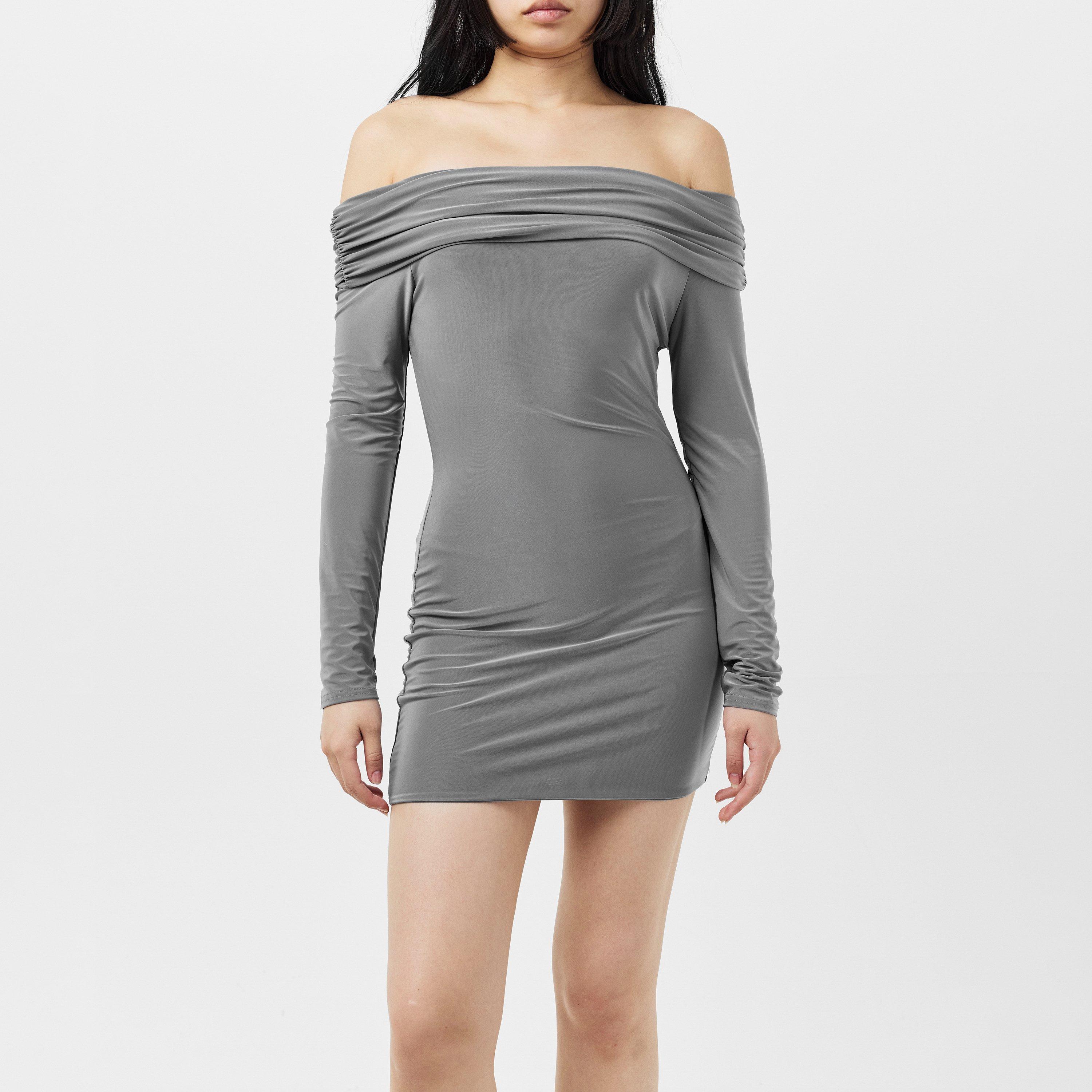 Missy Empire ME Fold Down Long Sleeve Bardot Dress