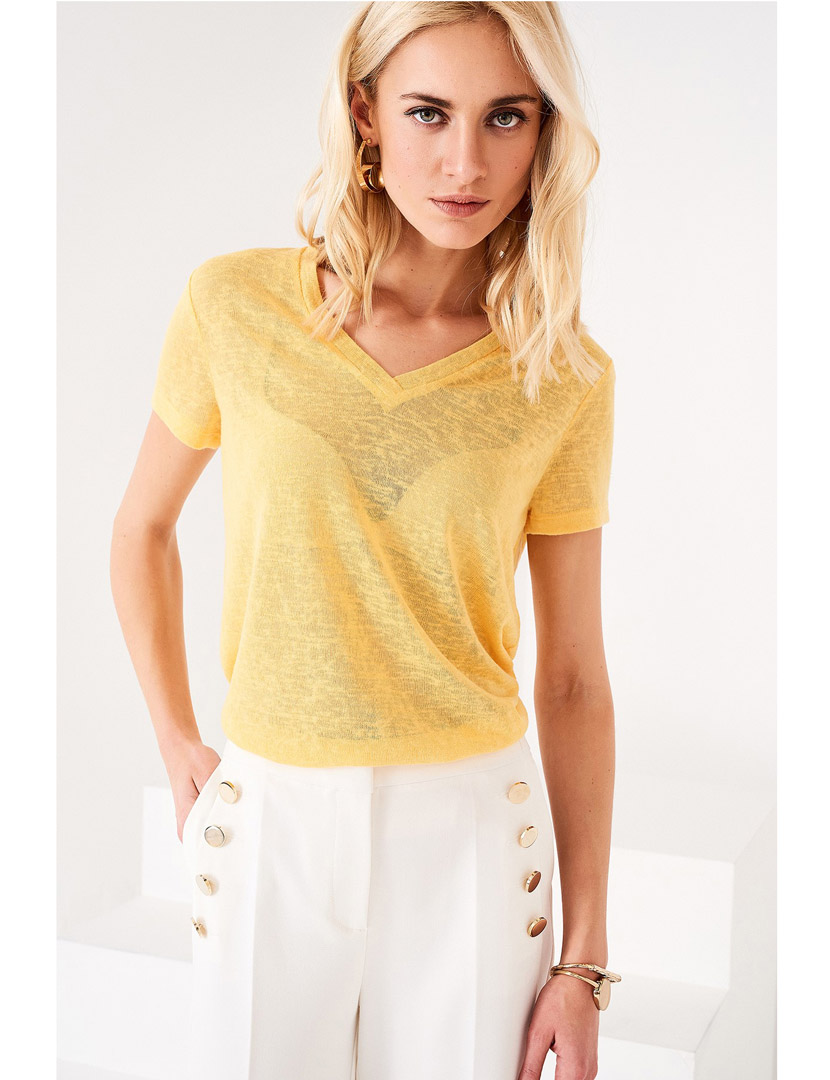 Yellow V-Neck T-Shirt