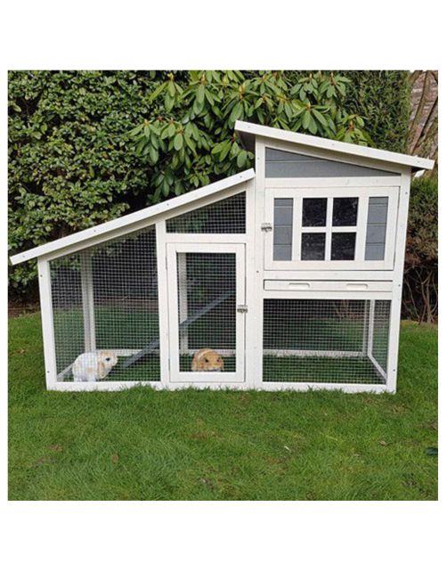 Homestyle Konijnenhok Rome - Dierenverblijf - 152x60x96 cm Wit