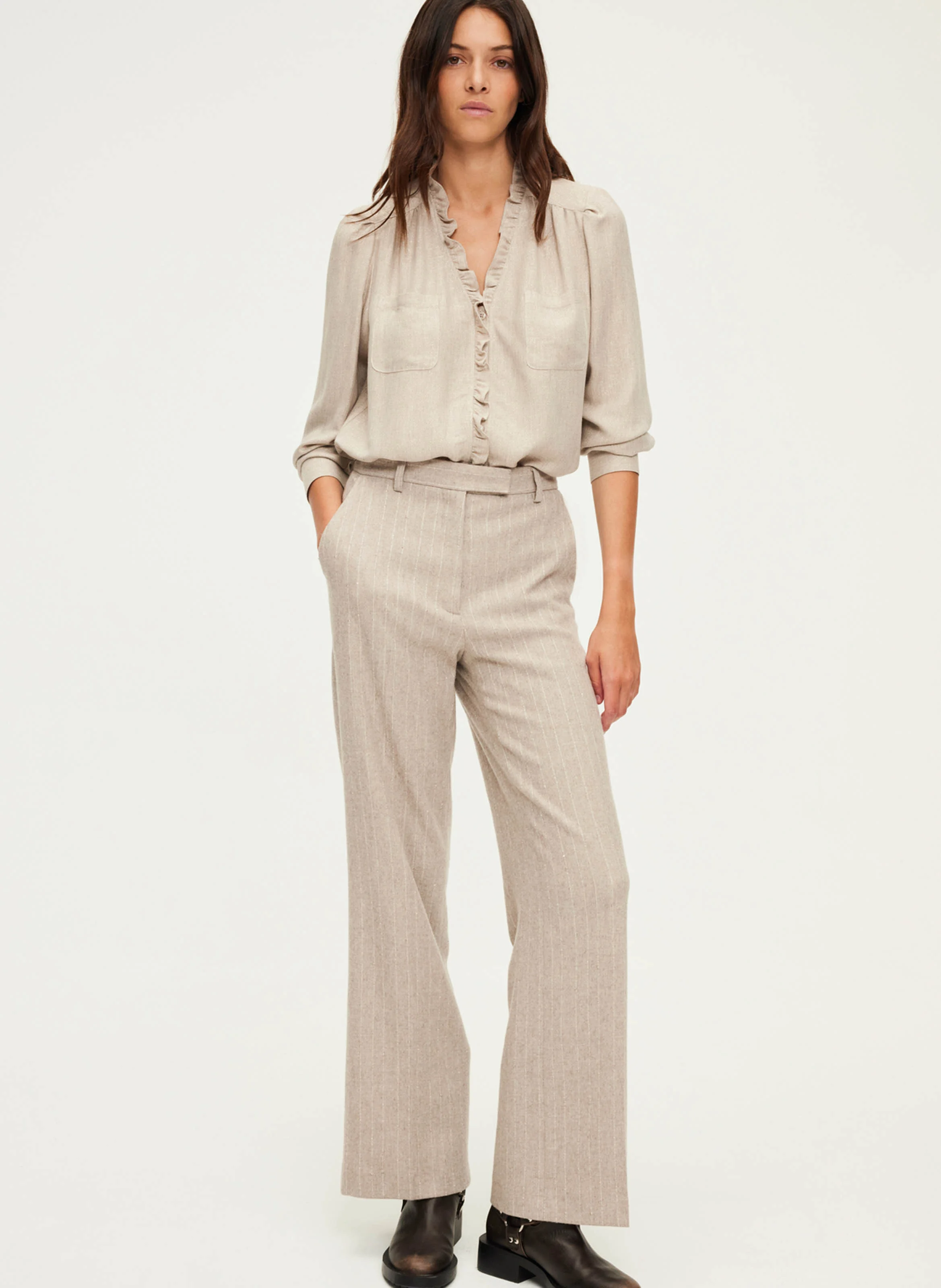 BINDY - Chemise ample à volants| Beige