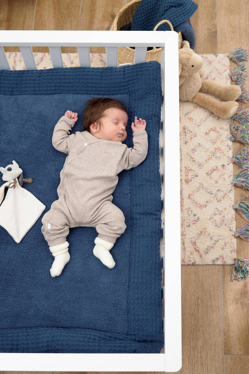 teddy boxkleed Wafel indigo