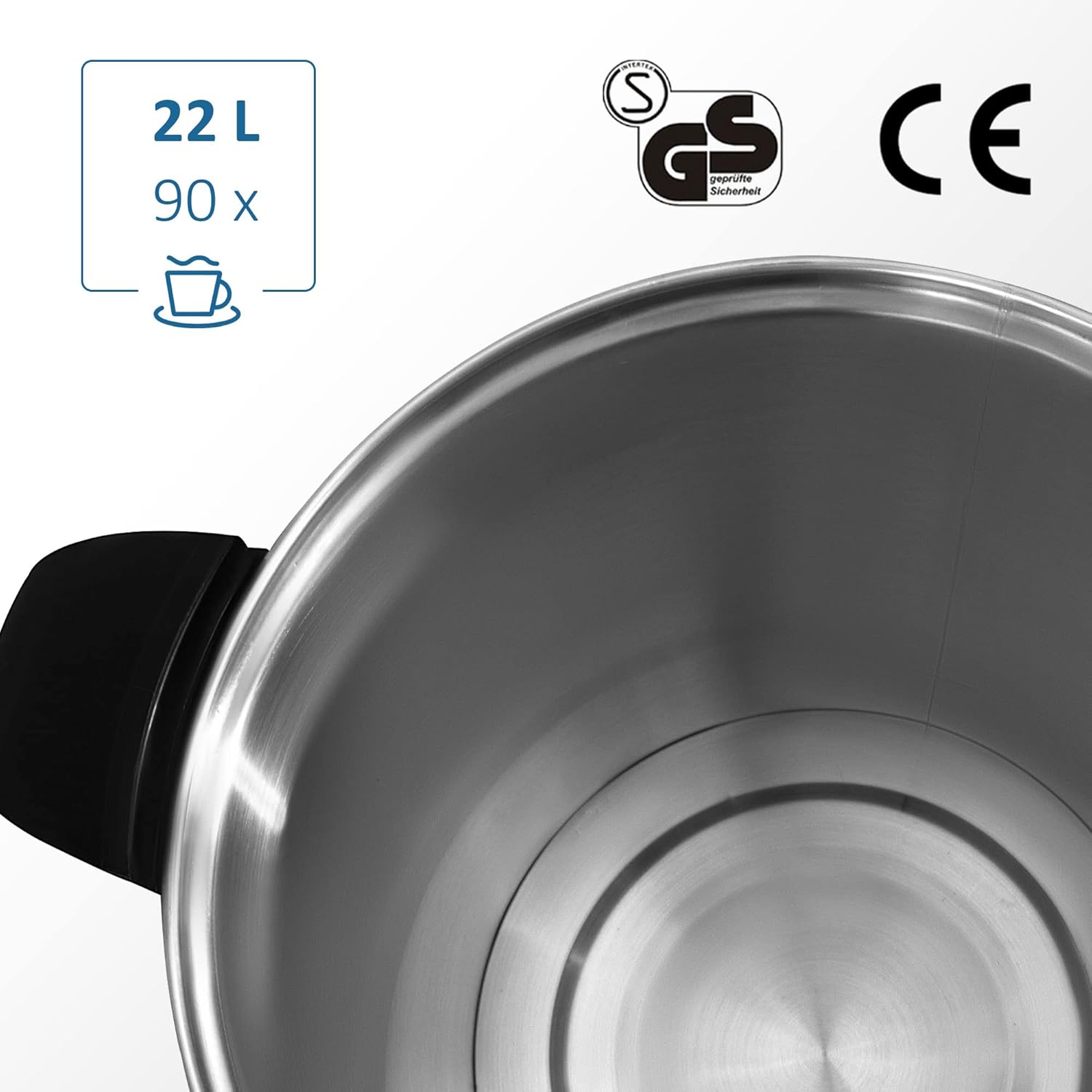 Ribelli 22L Doppelwandiger Glühweinkocher mit Metall Zapfhahn, Heißgetränkespender aus Edelstahl, Temperatureinstellung von 30 bis 100°C, Einkochautomat Heißwasserspender, auch als Dampfgarer