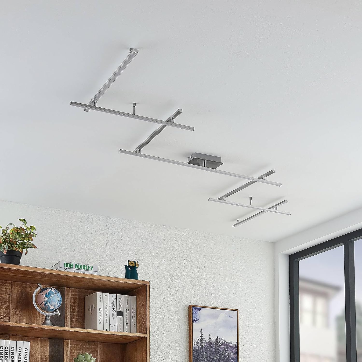Lindby LED Deckenleuchte Kerem dimmbar (Modern) in Alu aus Metall (1 flammig,) - Lampe Deckenlampe Wohnzimmerleuchte