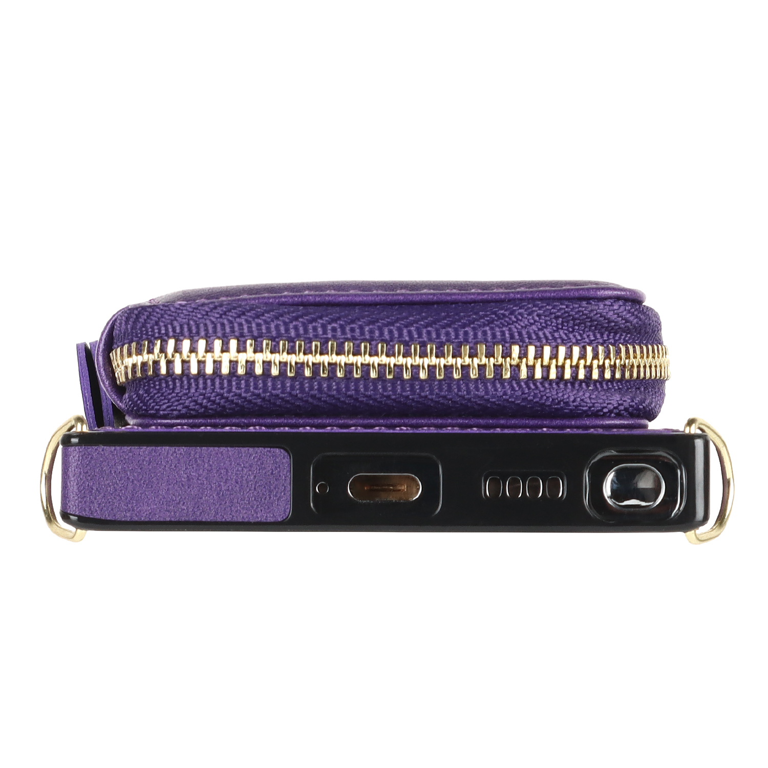 Samsung Galaxy S23 Ultra 5G Necklace Leder Schutz Hülle mit Kartenfächer   Handykette (140cm) - Violett
