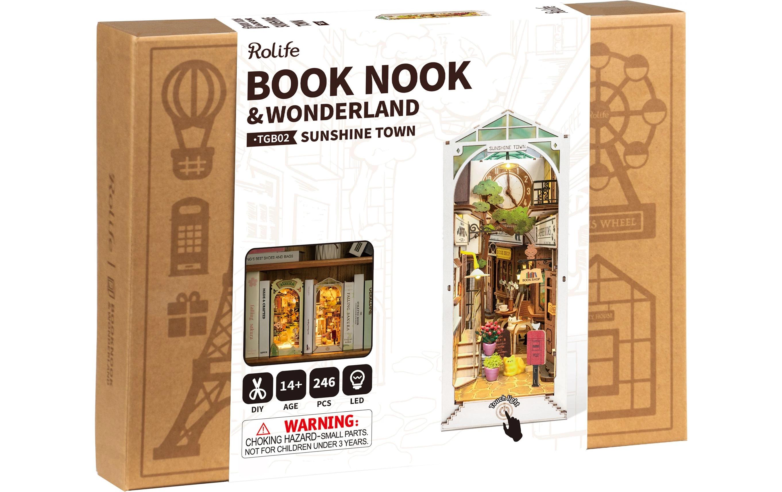 Bausatz Book Nook Sunshine Town3D-Puzzle aus lasergeschnittenen Holzteilen