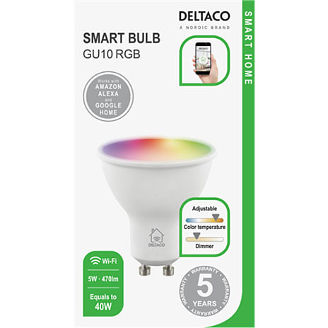 Deltaco Smart dæmpbar LED-pære GU10