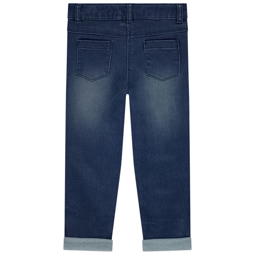 Jean slim broderies cœurs dorés pour bébé fille - Bleu moyen