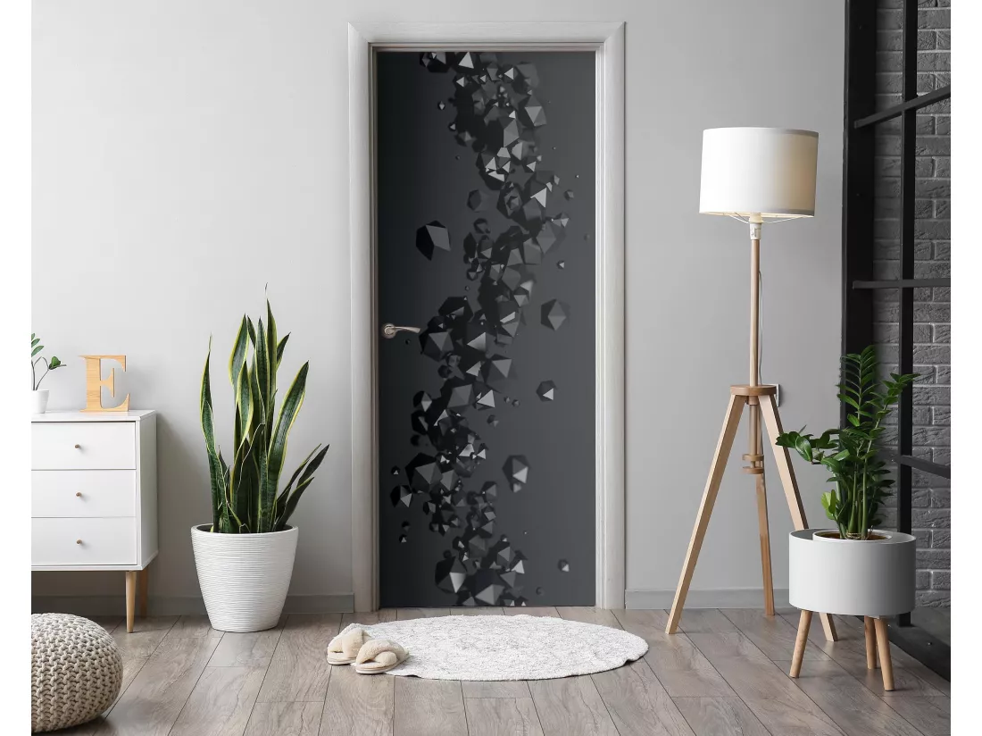 Papier peint photo pour portes intérieures - Cristaux noirs 95x205 cm