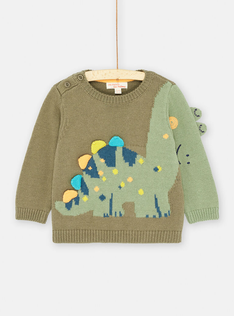 Pull vert animation dinosaure bébé garcçon