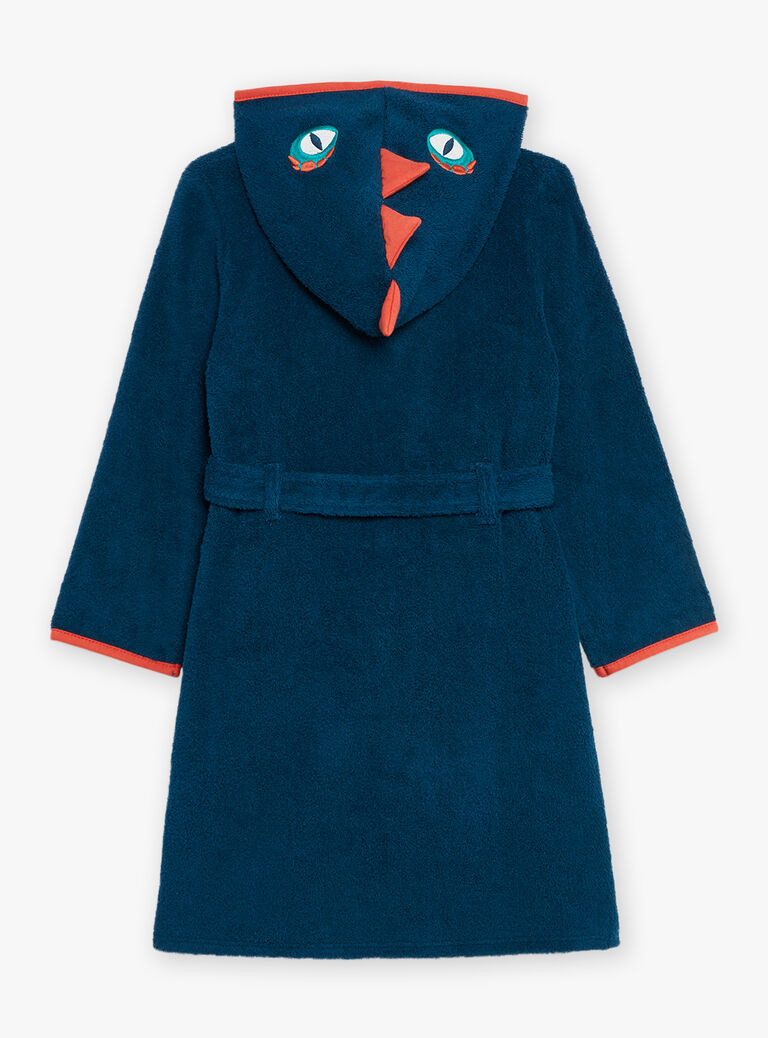 Peignoir à capuche en éponge bleu pétrole