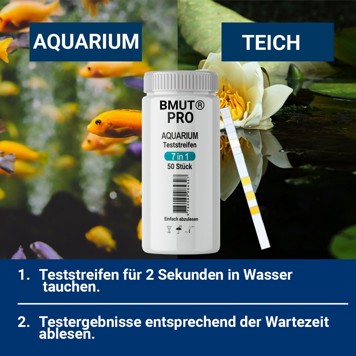 BMUT 7in1 Aquarium Teststreifen Wassertest Teich Fische Wasserqualität Tube