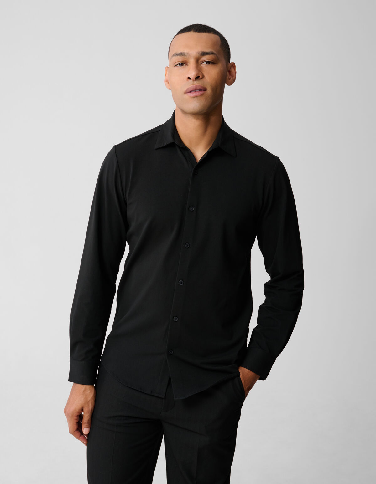 Jersey Overhemd Zwart