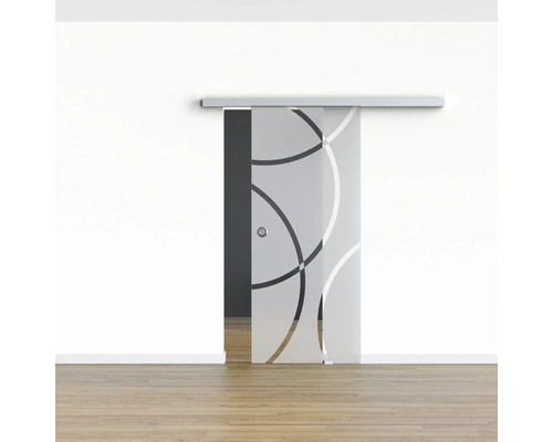 Pertura glazen schuifdeur complete set Glera Loop 01 900x2050 mm incl. beslag Selir aluminium naturel, verzonken handgreep