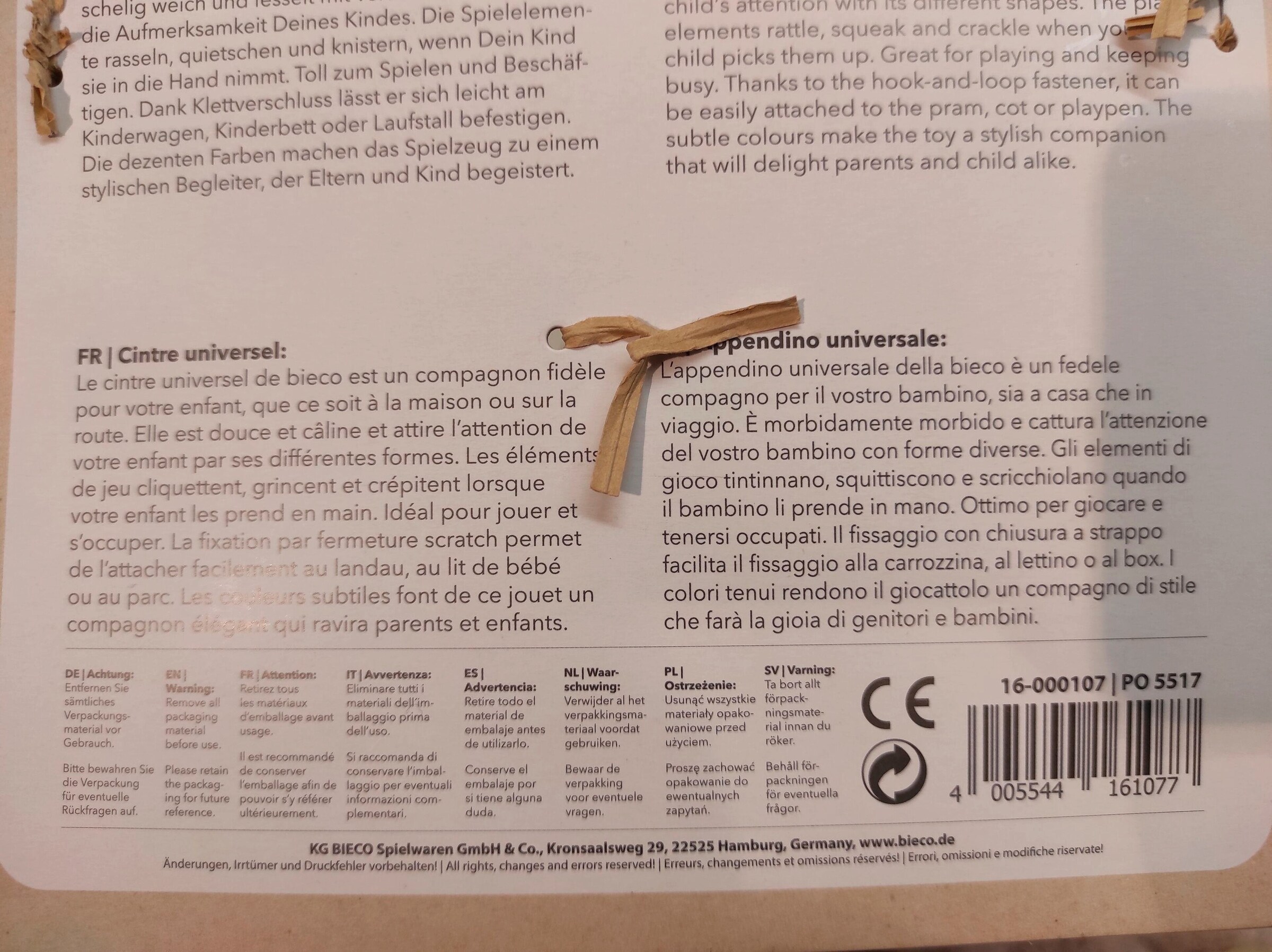 Bieco Kinderwagenkette Plüsch Igel - ab Geburt Beige