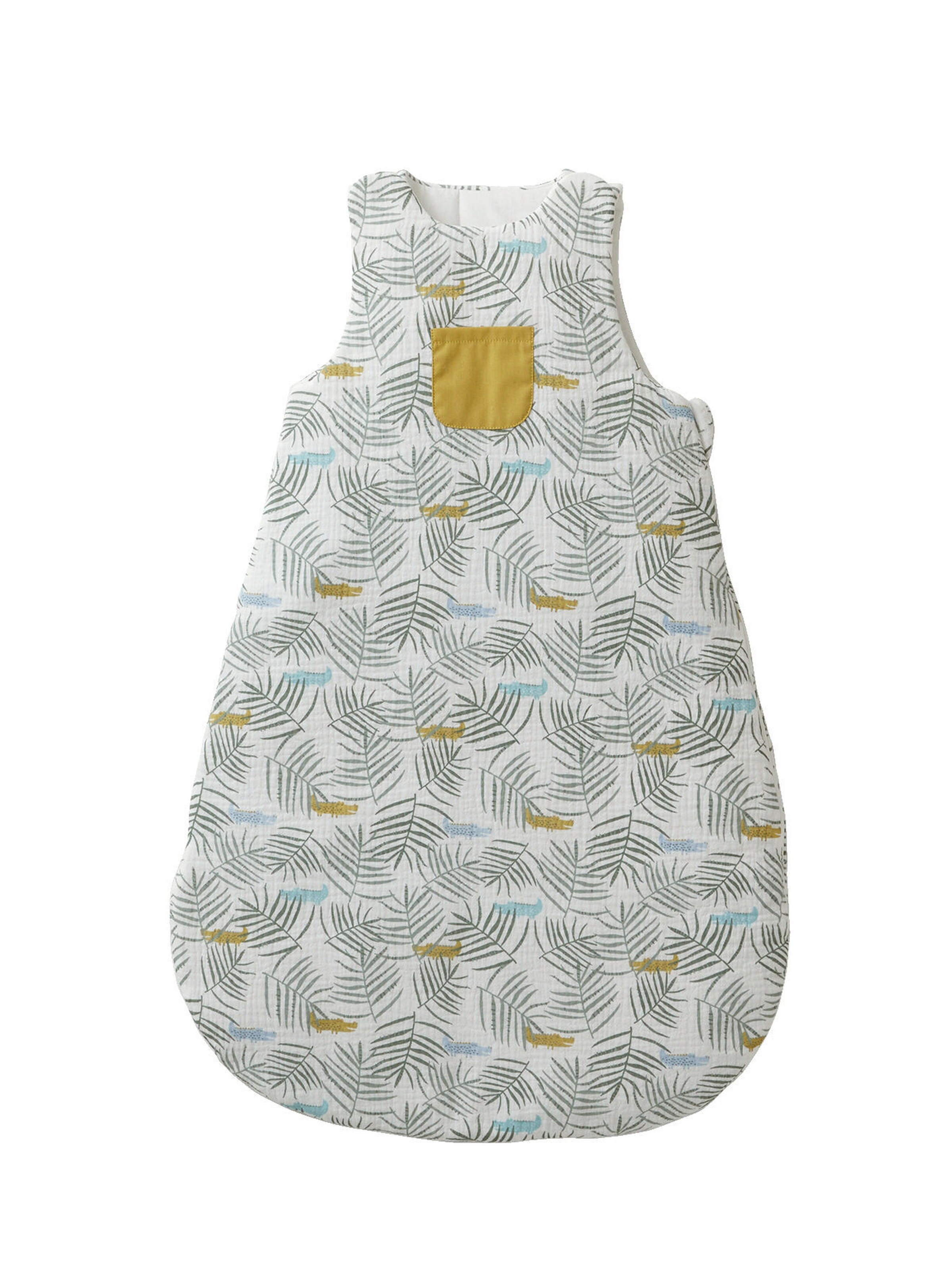 Vertbaudet Ärmelloser Baby Schlafsack TREK weiß bedruckt/krokodil