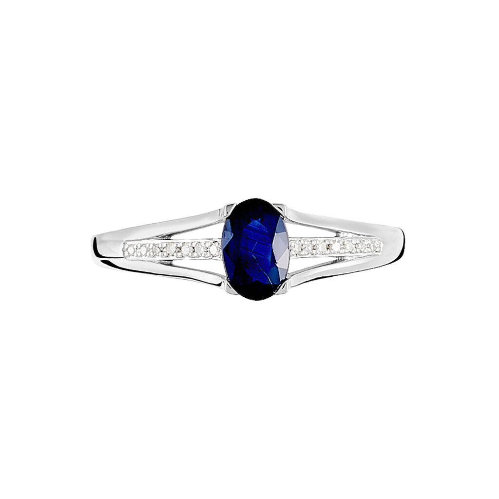 Bague Denise Or Blanc Saphir Et Diamant