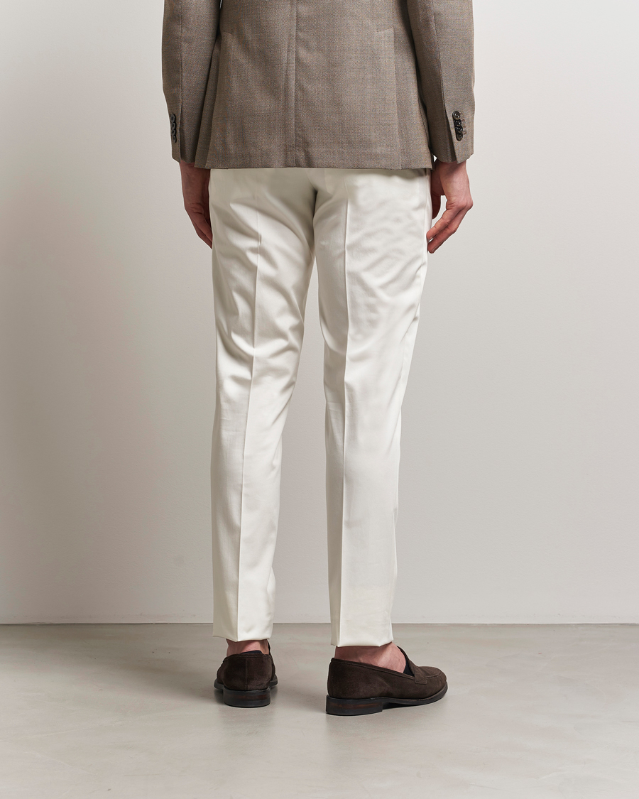 Lardini Pleated Cotton Stretch Trousers Off White