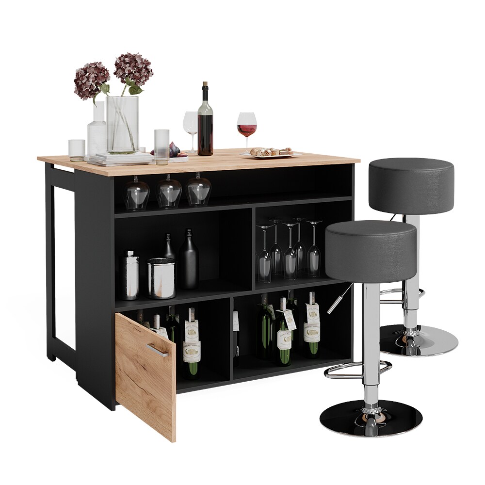 Vicco Bartisch Dominic Eiche Anthrazit 116 x 37 cm Barhocker Esszimmer Küche offene Fächer Tür
