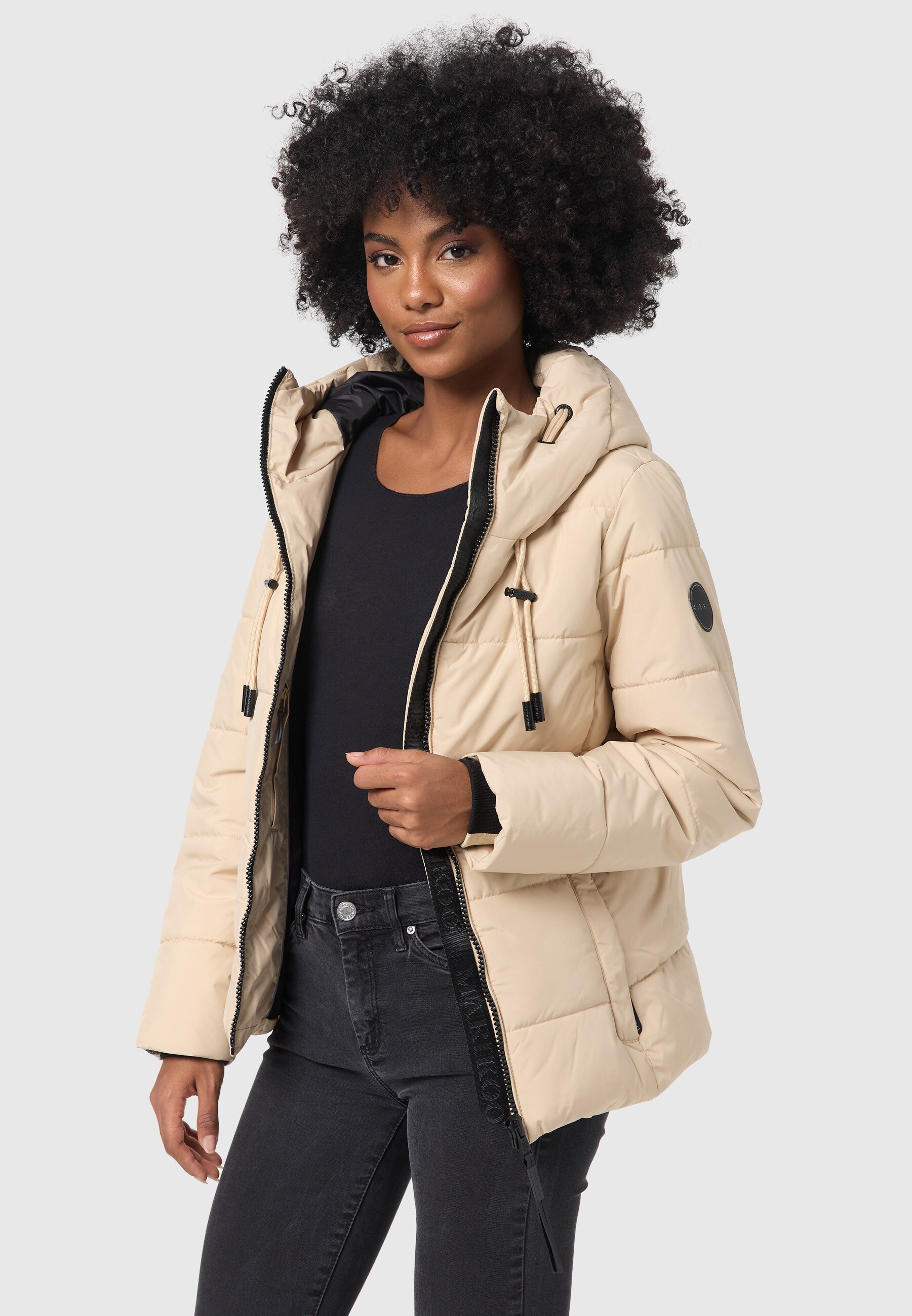 MARIKOO Damen Winter Jacke Übergangsjacke gesteppt Steppjacke warm mit Kapuze Shimoaa