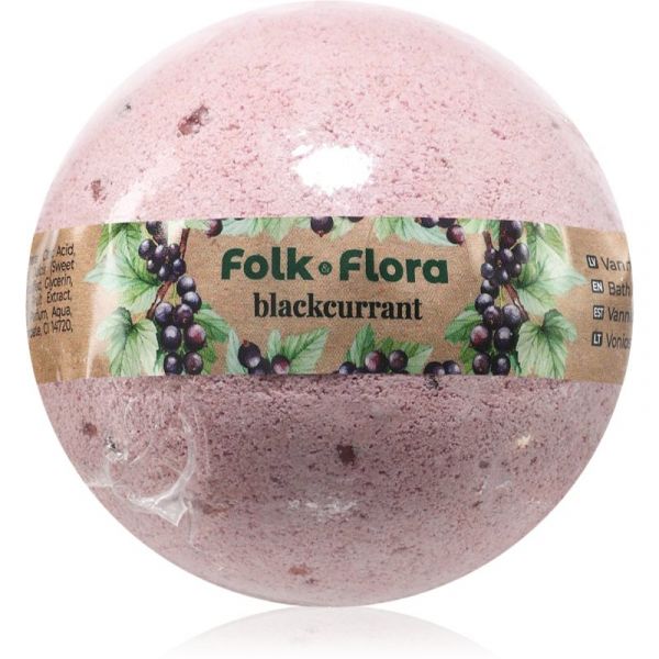Folk & Flora Blackcurrant Bomba de Banho com Efeito Refrescante 130 g