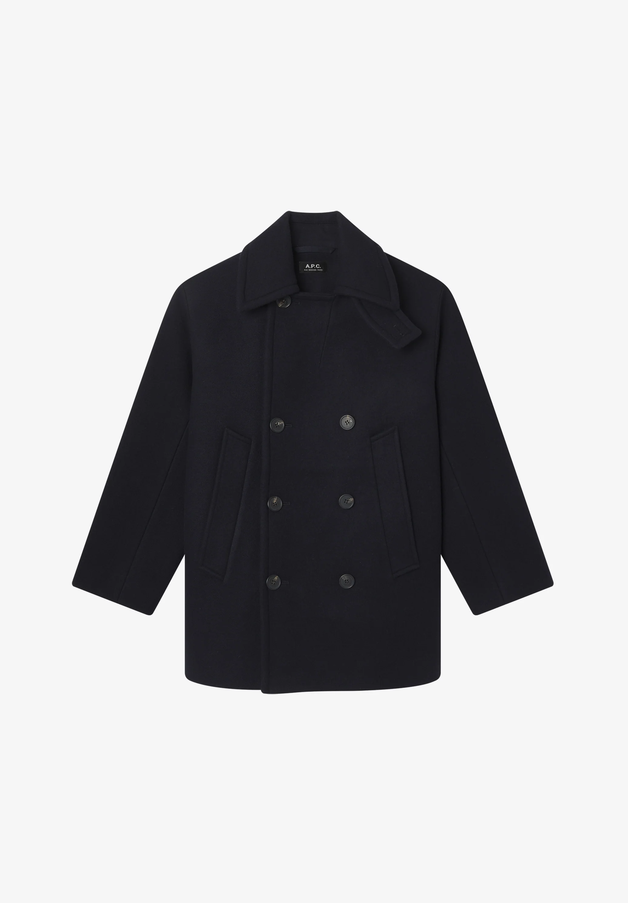 Caban en laine recyclée. - Dark navy