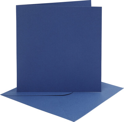 Kort Og Kuverter - Kort Str. 15,2X15,2 CM - Kuvert Str. 16X16 CM - 220 G - Blå - 4 Sæt