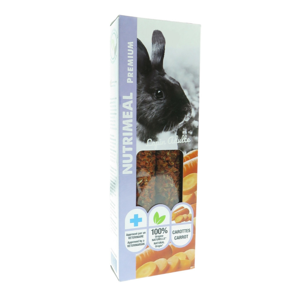 Friandises 2 sticks premium carotte pour lapin adulte, pour lapin