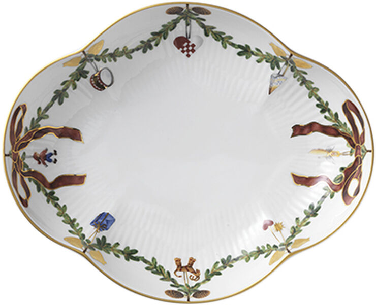 Royal Copenhagen Stjerne Riflet Jul 22 cm. fad Hvid, multi