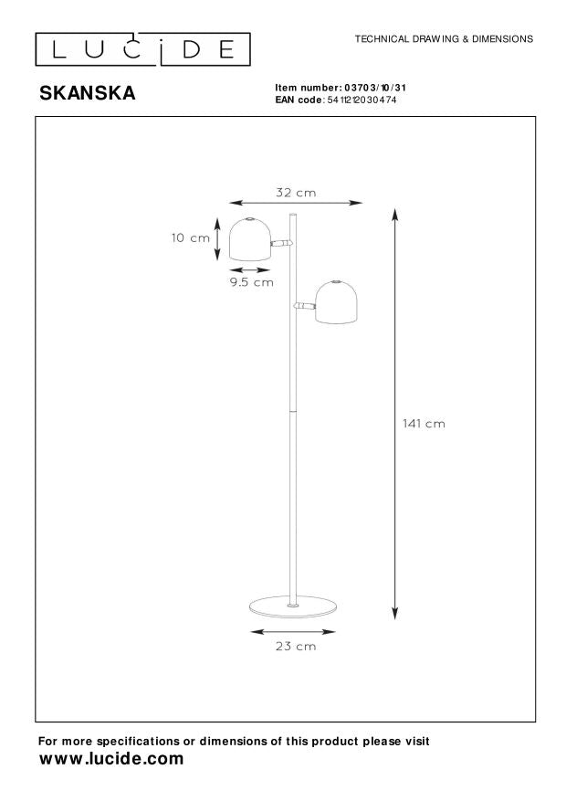 Lucide SKANSKA Vloerlamp - Wit