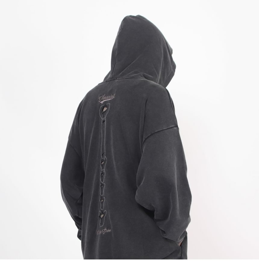 Derbundy - Lange mouwen skeletprint hoodie met distressed wash