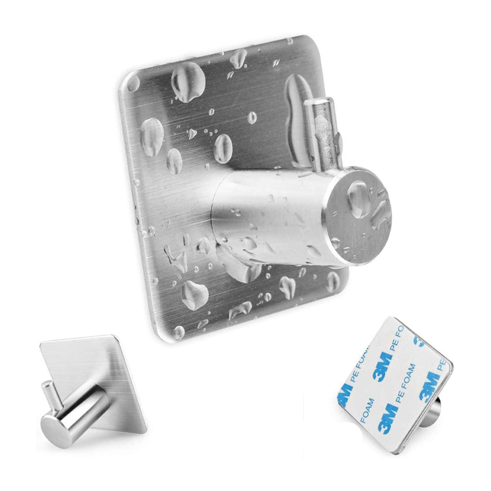(5er Set) Selbstklebender Edelstahl Wandhaken für Handtücher (5kg) - Silber