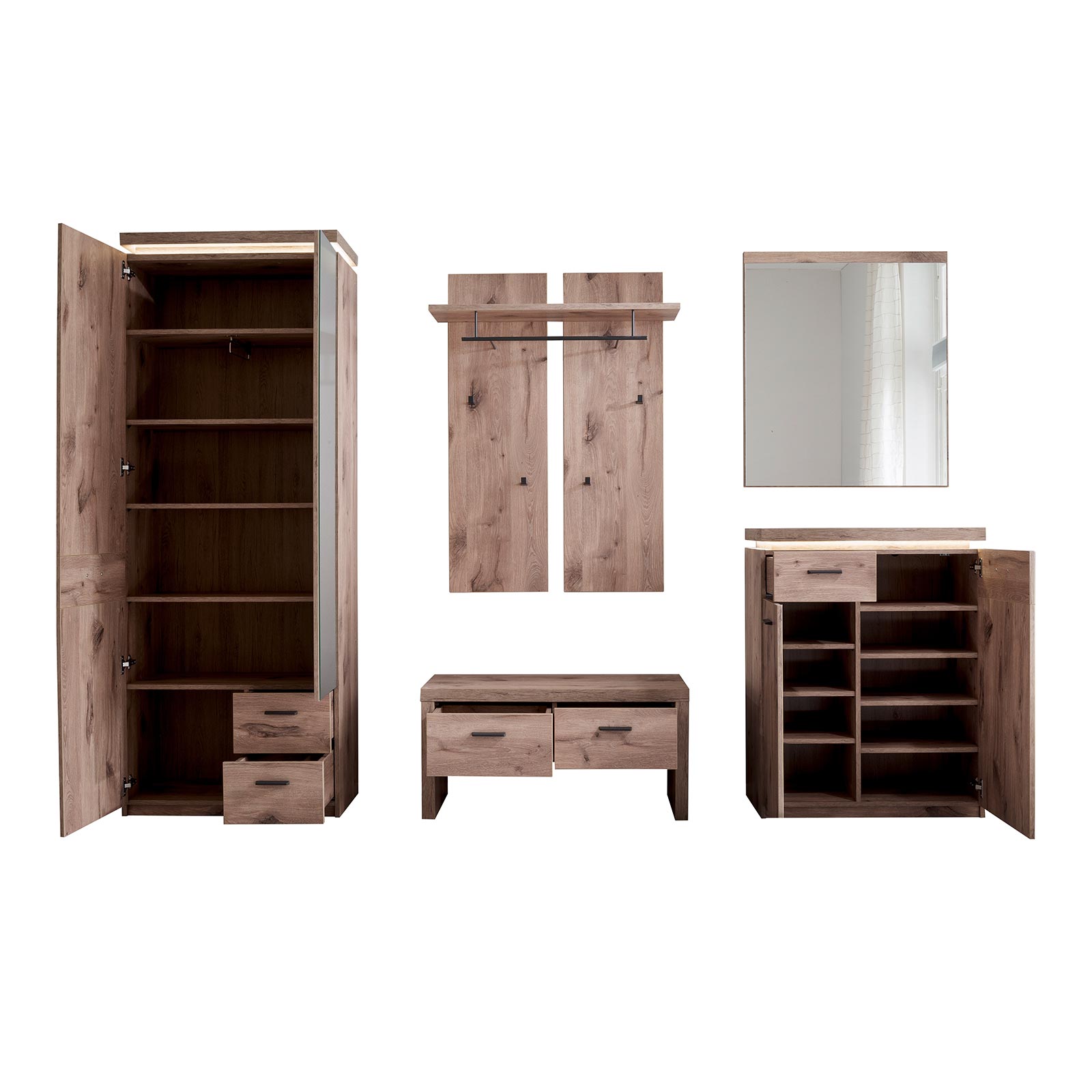 Garderobenbank - Viking Oak - 2 Schubkästen - 91 cm