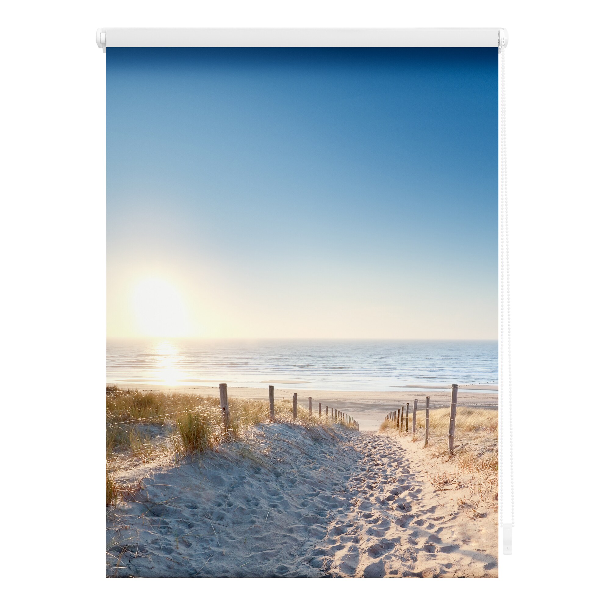 Lichtblick Rollo Klemmfix, ohne Bohren, blickdicht, Ostseestrand - Blau