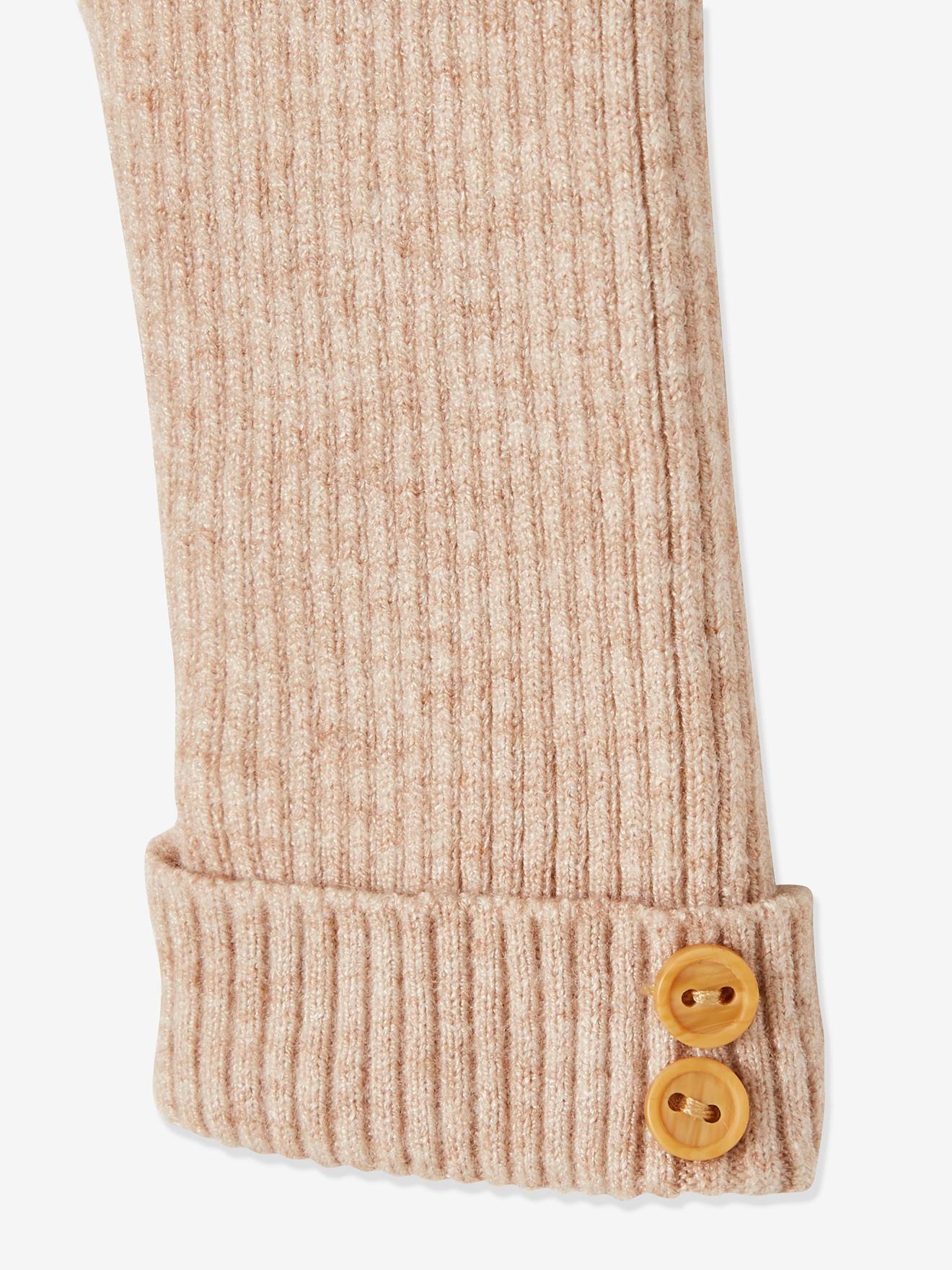 Calça legging de malha para bebê, bege liso tamanho médio