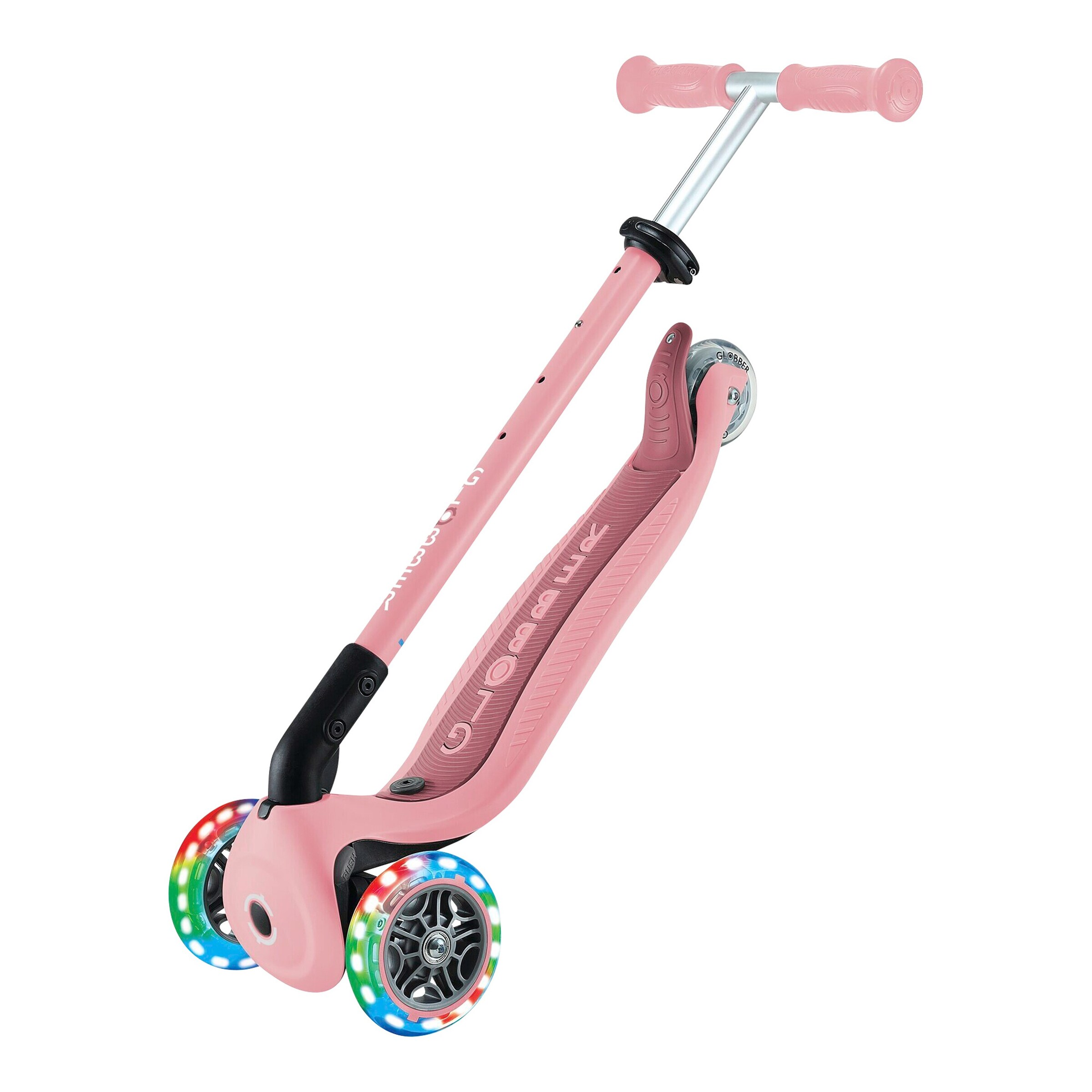 Globber Scooter 3in1 Go-Up active mit Leuchtrollen rosa