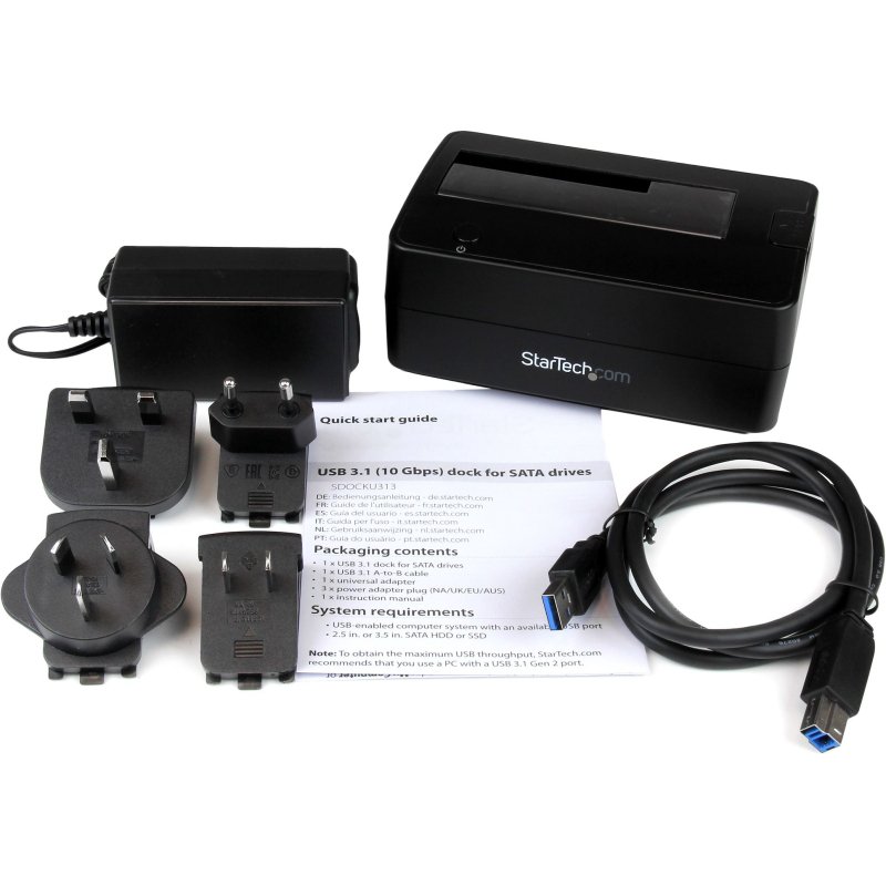 StarTech.com Station d'Accueil pour Disque Dur USB 3.1 à SATA à Baie Unique, Dock pour Disque Dur USB 3.1 (10 Gbps), Station d'Accueil pour HDD/SSD Externe 2.5/3.5