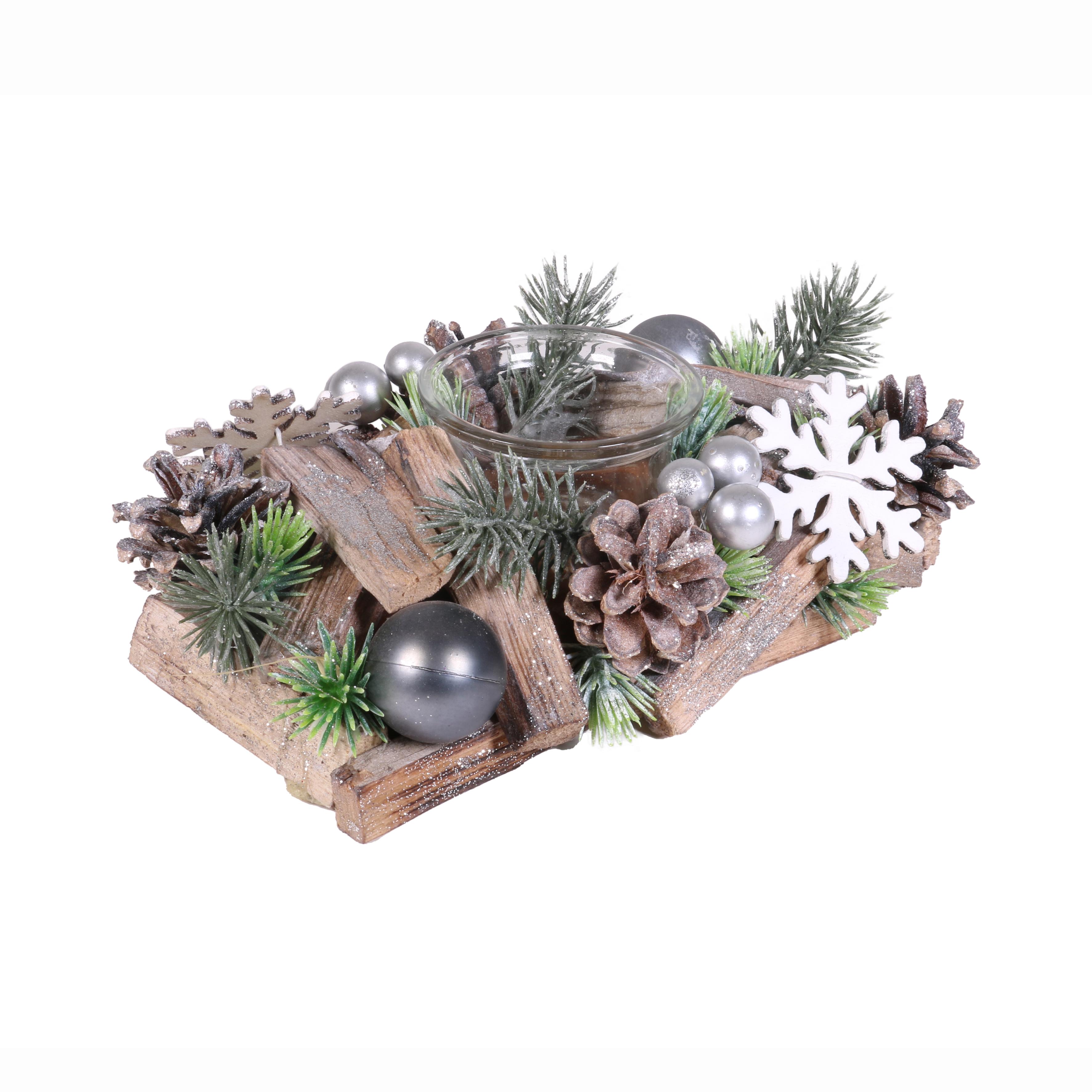 BOUGEOIR PERLES ET FLOCONS 20X13X7CM