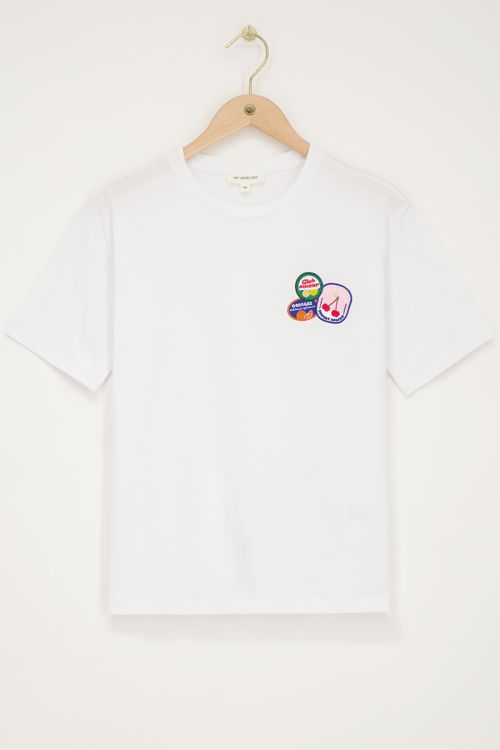 Wit T-shirt met fruit patches